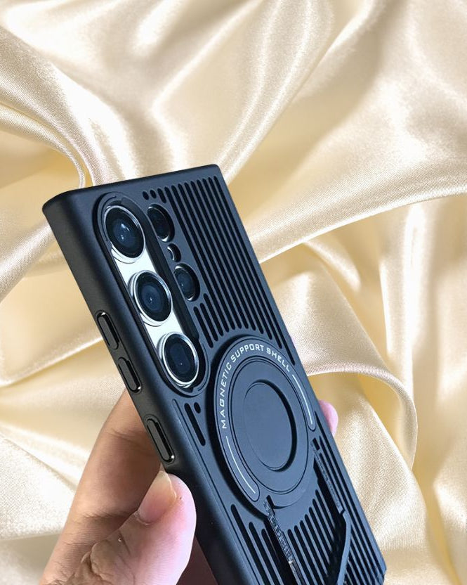Jet black Heat Dissipation Magnetic Stand Cover – phone accessory by JustAndBest India