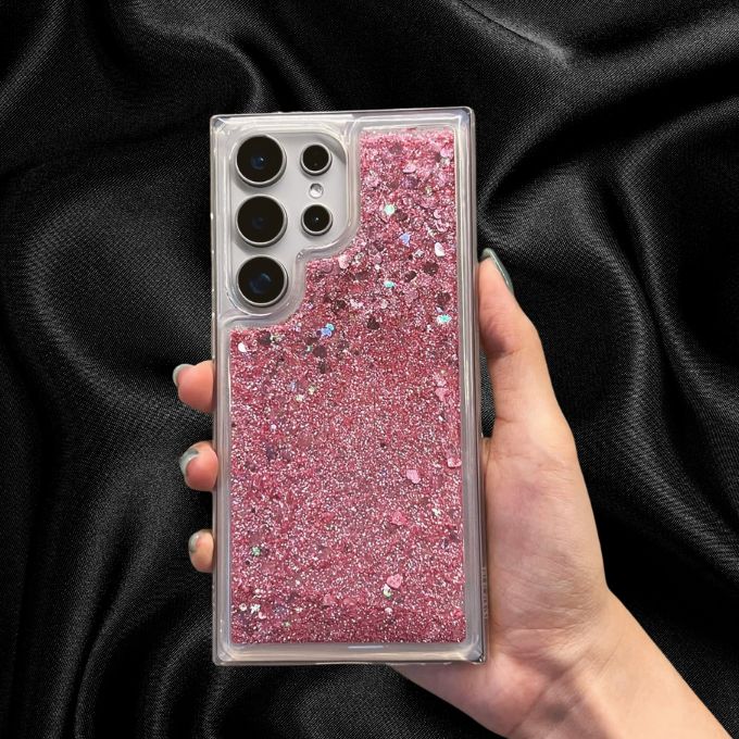 Samsung Galaxy S26 Moving Hearts Glitter Quicksand Cover - protective case detail