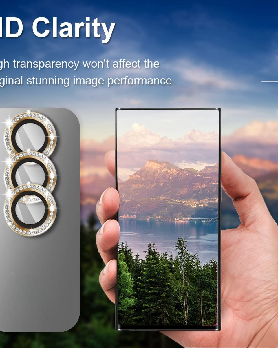 Gold Diamond Stones Camera Lens Protectors – phone accessory by JustAndBest India