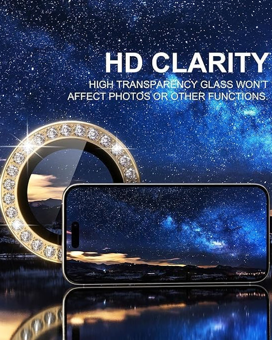 Gold Diamond Stones Camera Lens Protectors – phone accessory by JustAndBest India