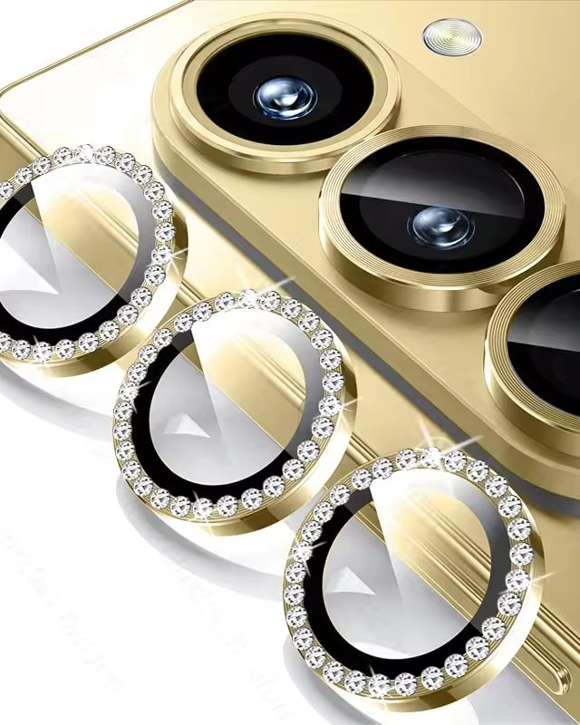 Gold Diamond Stones Camera Lens Protectors – phone accessory by JustAndBest India