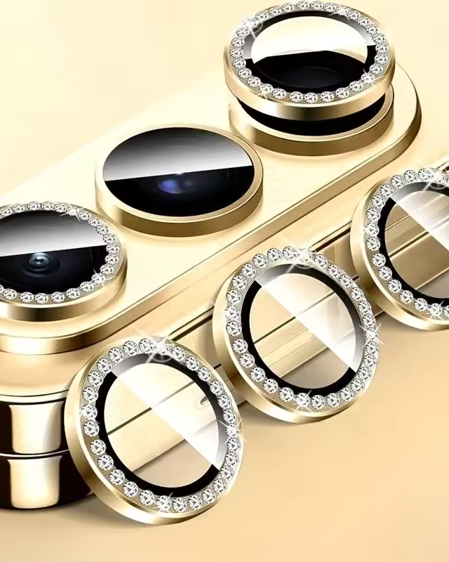 Gold Diamond Stones Camera Lens Protectors – phone accessory by JustAndBest India