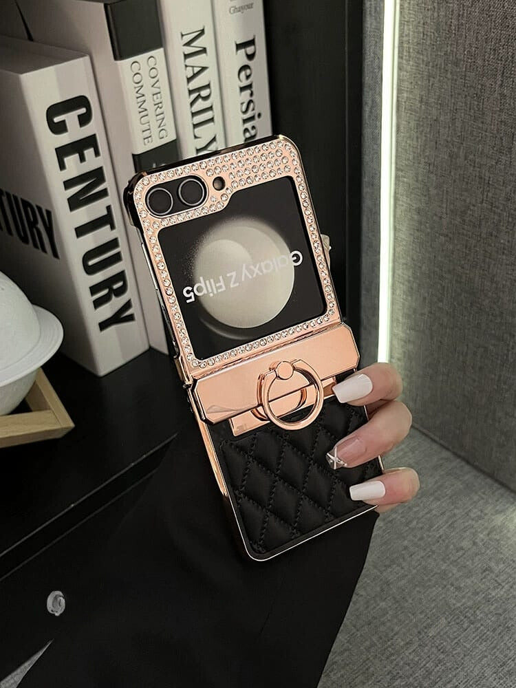 Samsung Galaxy Z Flip 3 Diamond Rhinestones Leather Cover - slim profile