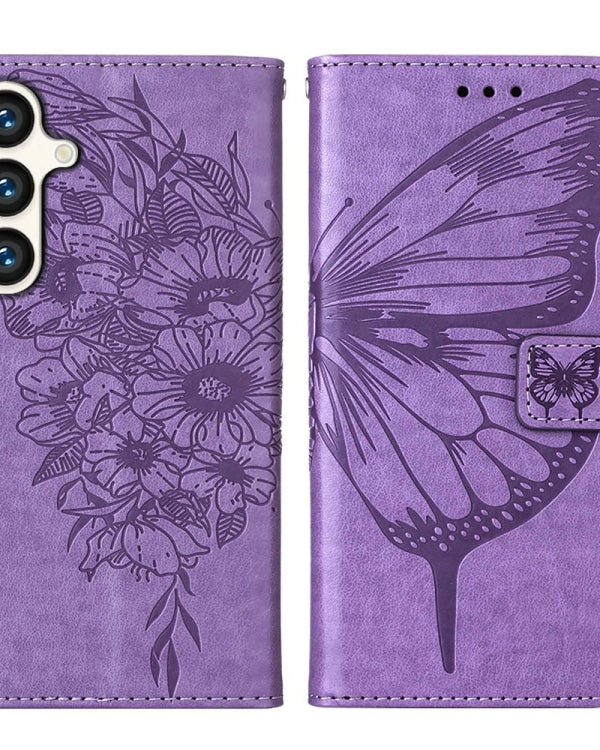 Samsung Galaxy S24 Series Purple Butterflies Flip Cover - case features