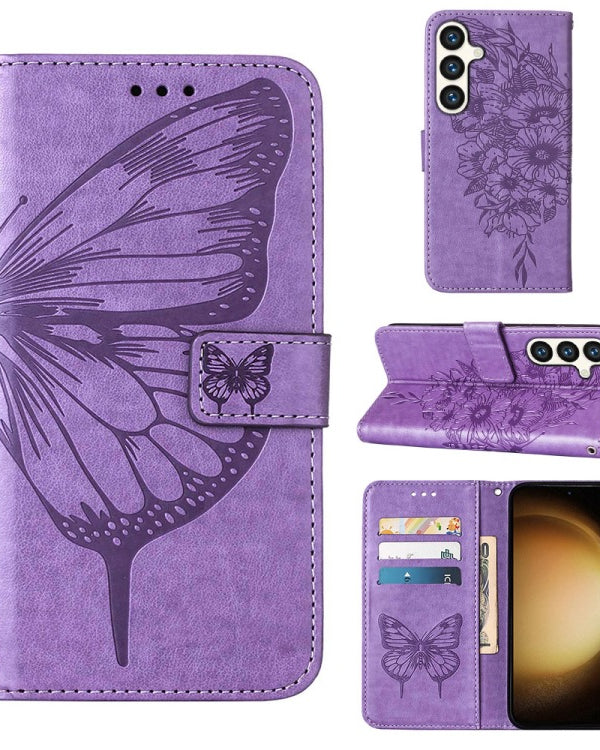 Samsung Galaxy S24 Series Purple Butterflies Flip Cover - slim profile