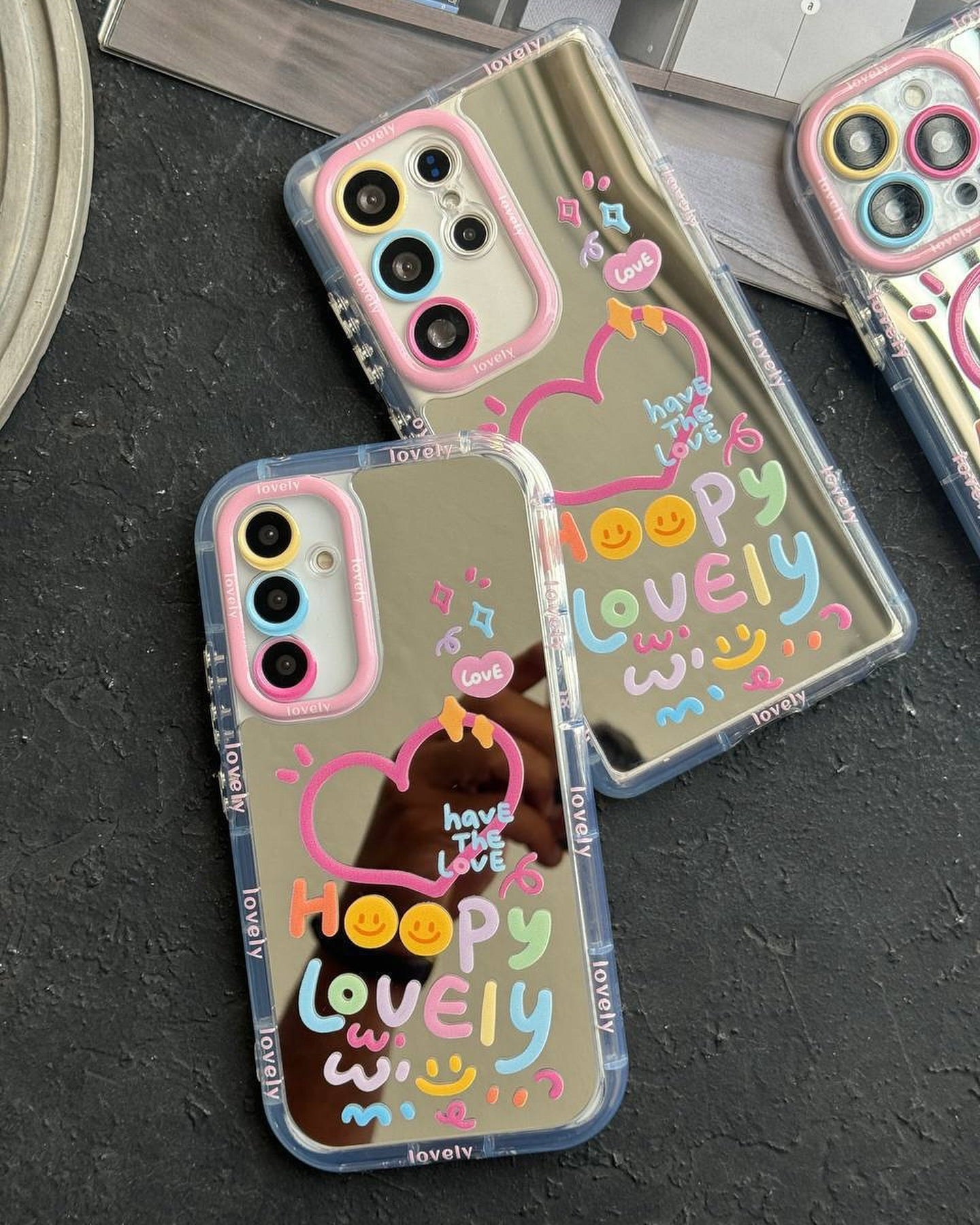 Cute Happy Heart Mirror Cover iPhone cover – JustAndBest India