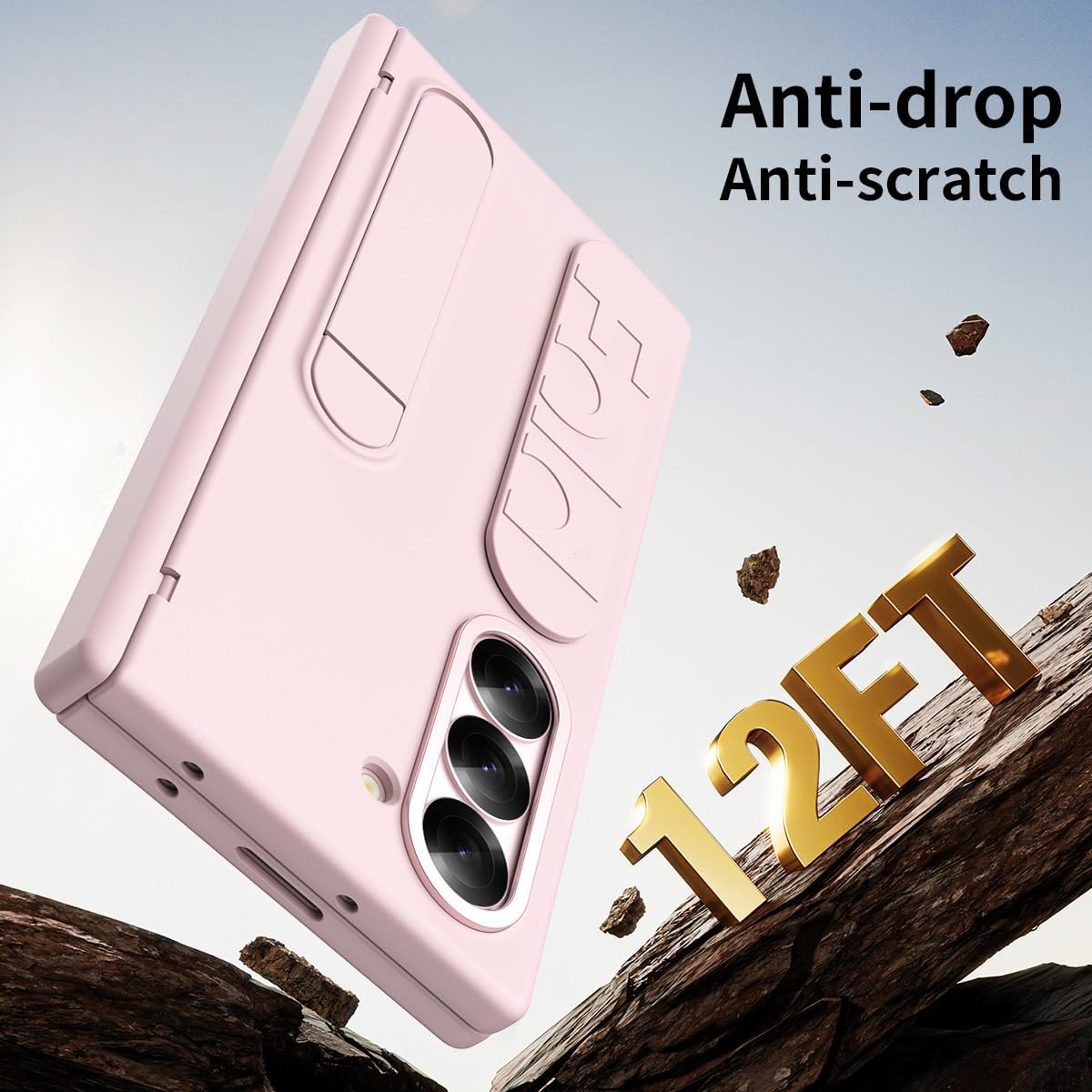 Samsung Galaxy Z Fold 6 Pink Hand Strap Matte Cover - slim profile