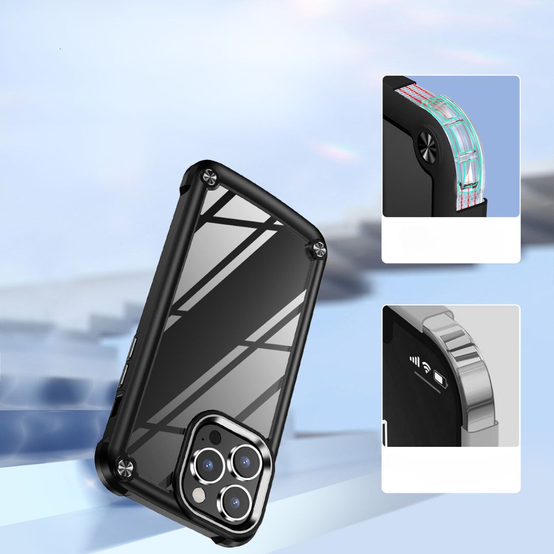 iPhone 15 Series Shockproof Armour Transparent Cover - colour options