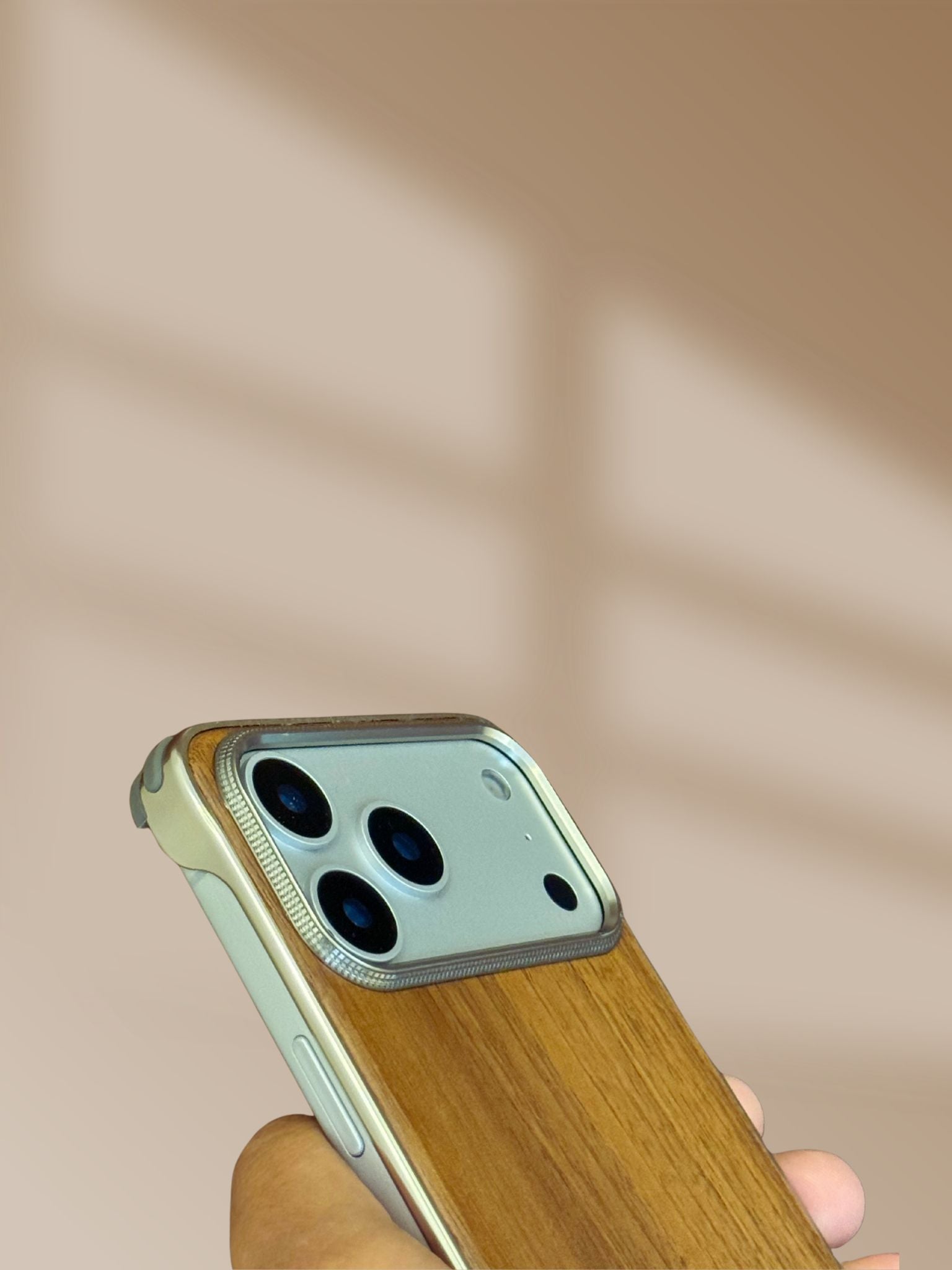 iPhone 17 Series Wooden Slim Metallic Cover - lifestyle