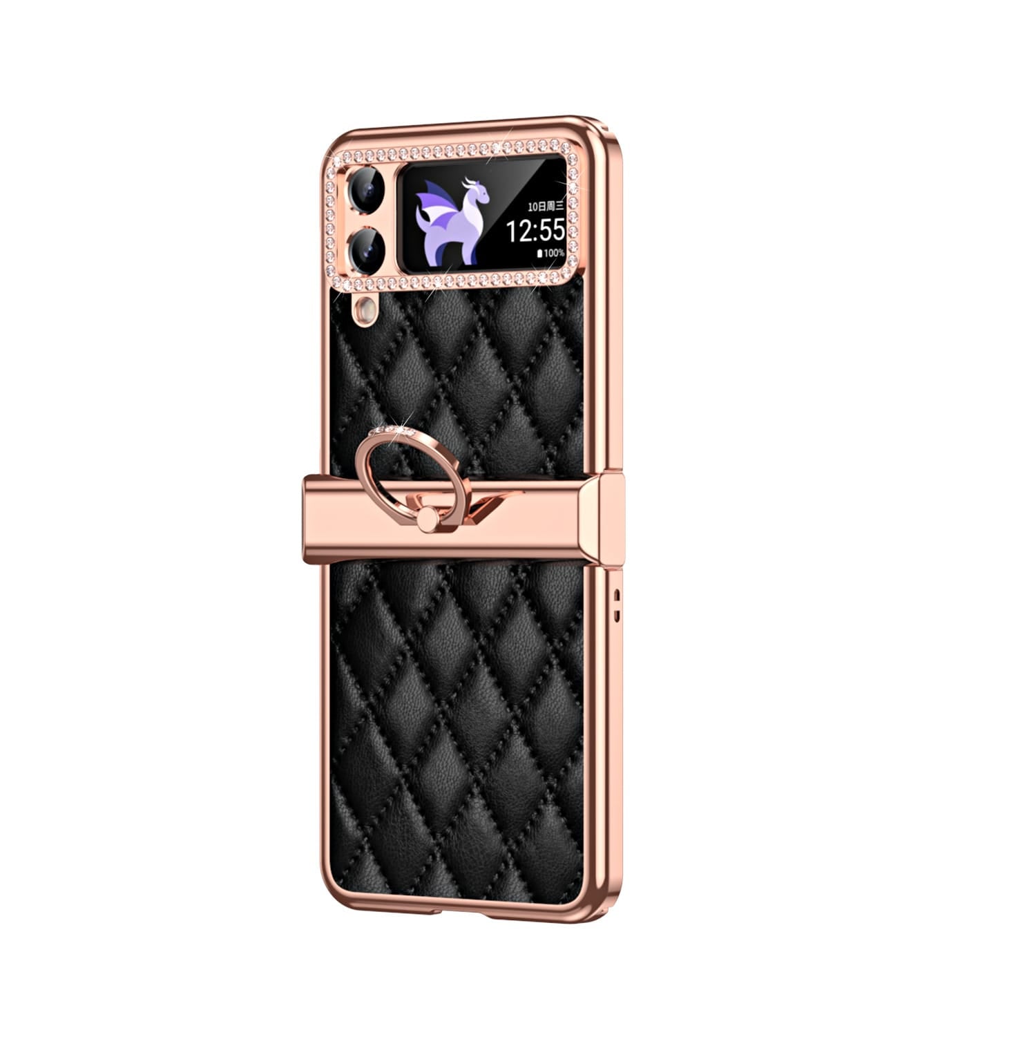 Samsung Galaxy Z Flip 3 Diamond Rhinestones Leather Cover - phone case