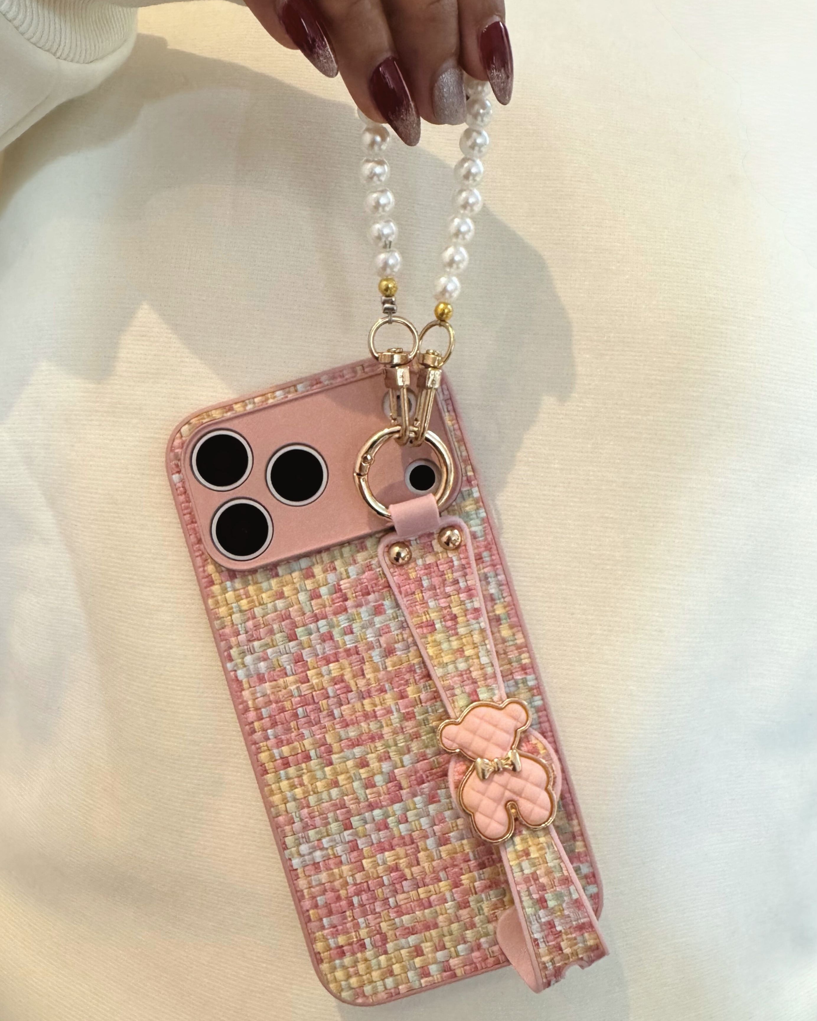 Cute Hand Strap Pearl Lanyard Cover – phone accessory by JustAndBest India