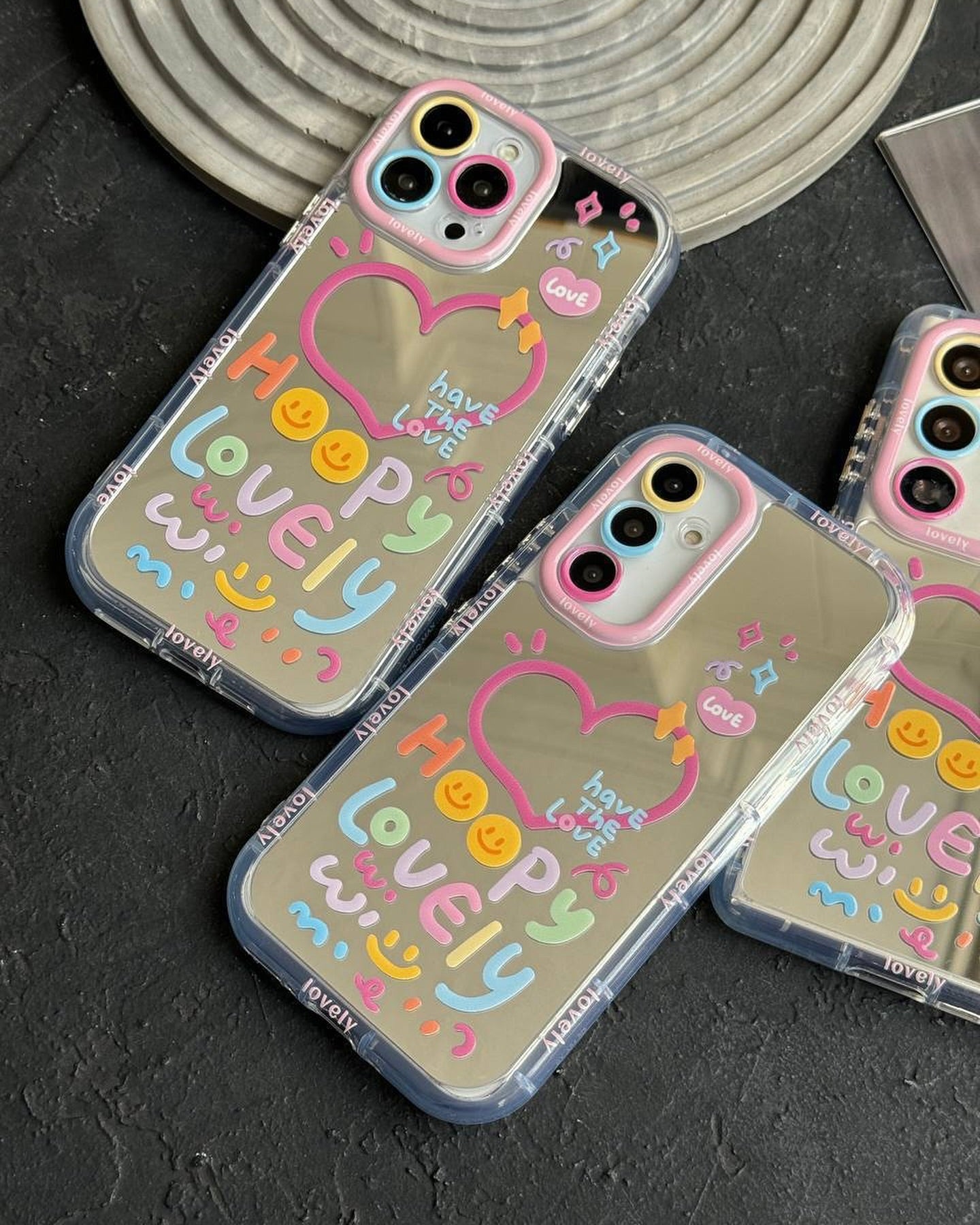 Cute Happy Heart Mirror Cover iPhone cover – JustAndBest India