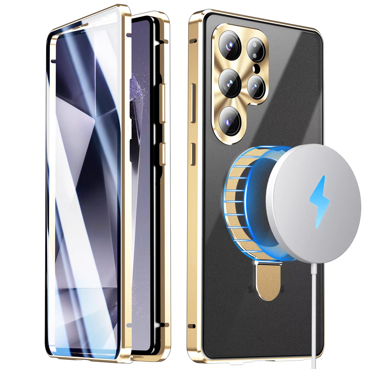 Samsung Galaxy S22 Ultra Gold Plated Protection Transparent Glass Cove - protective case detail