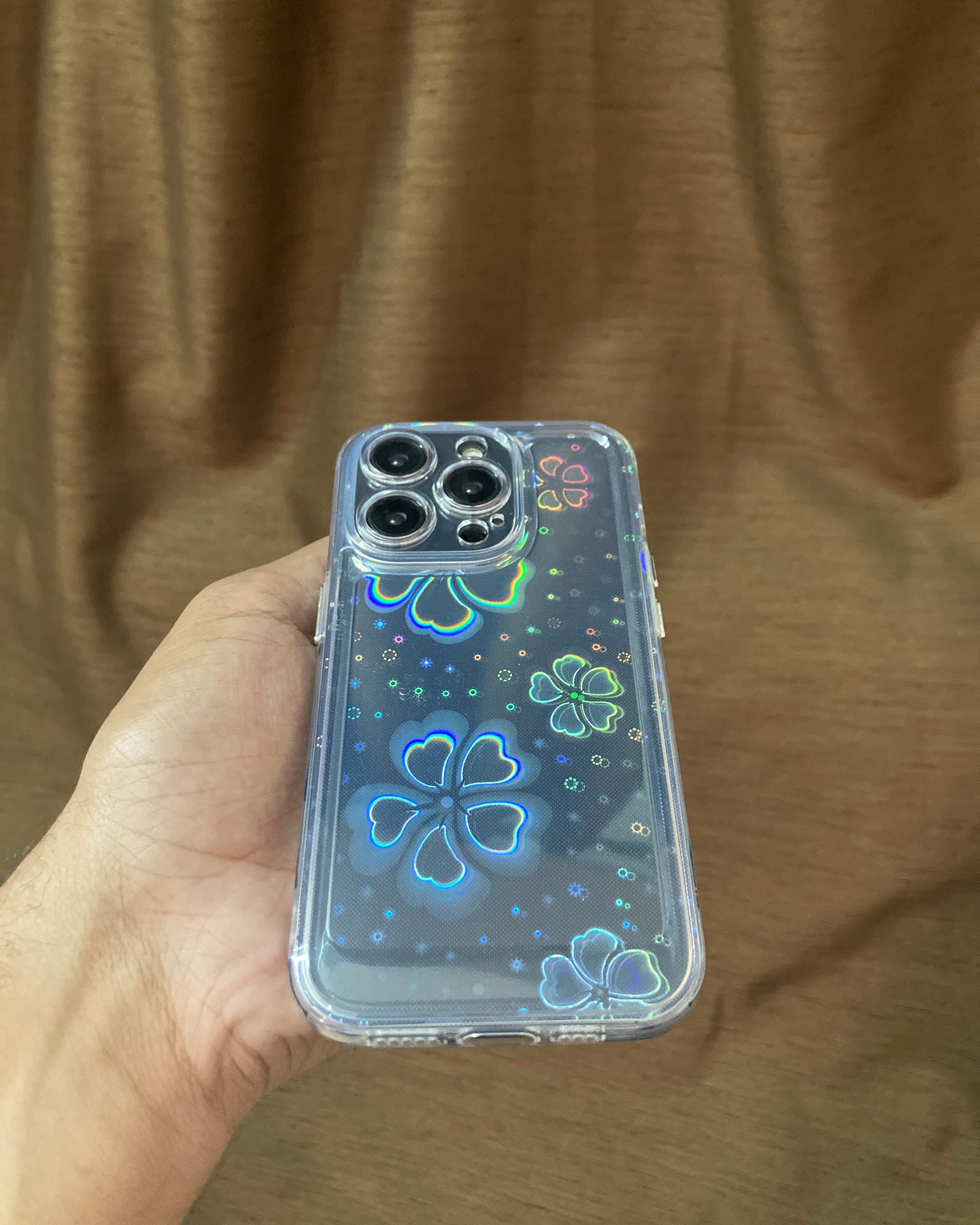 iPhone 13 Series Rainbow Floral Effect Transparent Cover - lifestyle