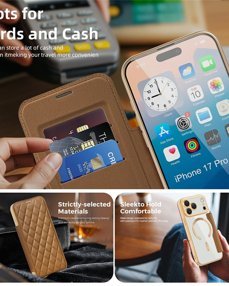 Gold Electroplated Premium Leather Luxury Flip Cover iPhone cover – JustAndBest India