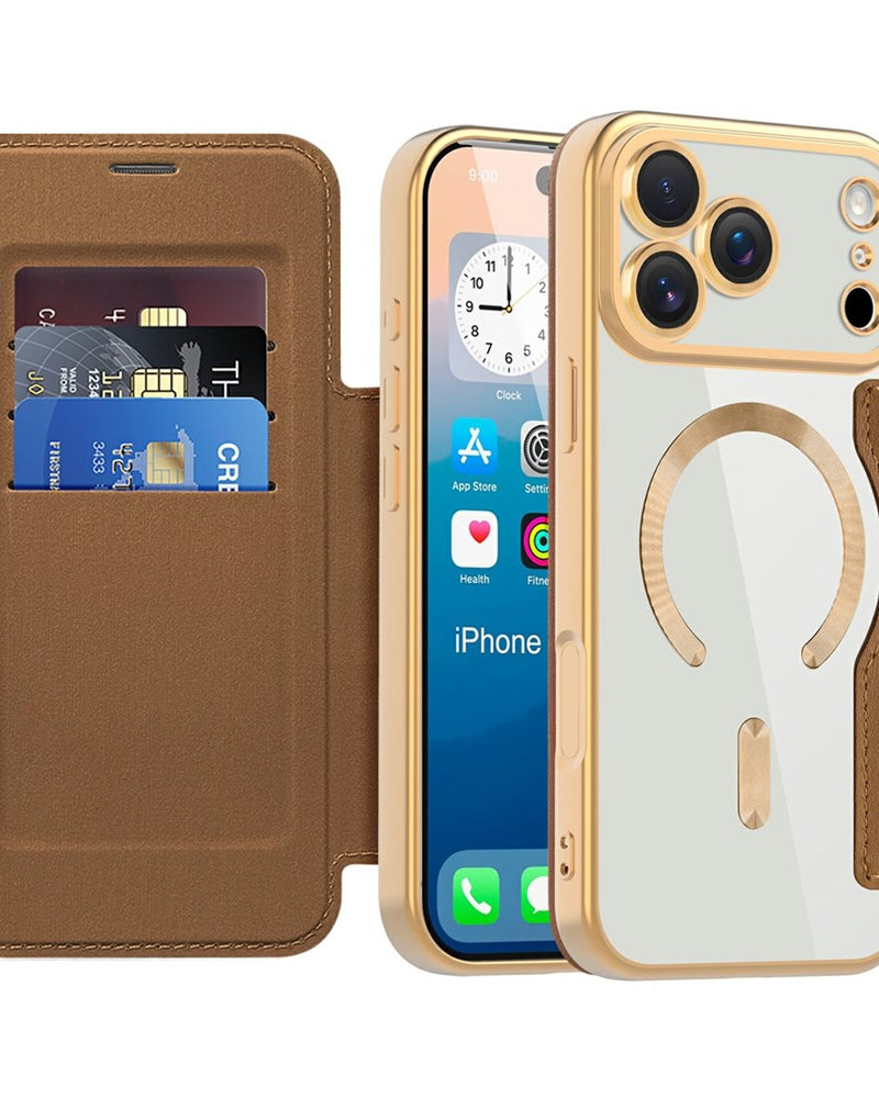 Gold Electroplated Premium Leather Luxury Flip Cover iPhone cover – JustAndBest India