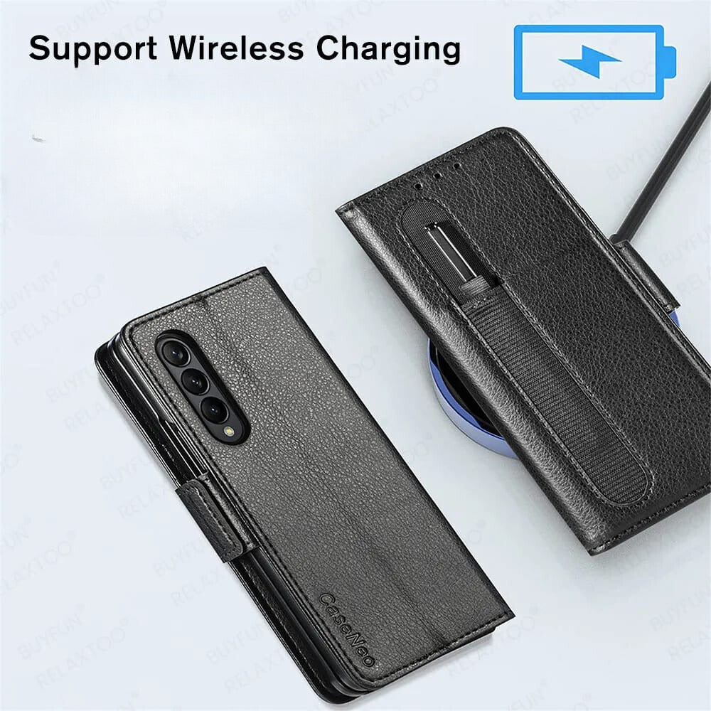 Samsung Galaxy Z Fold 3 Wallet Style Leather Flip Cover - protective case detail