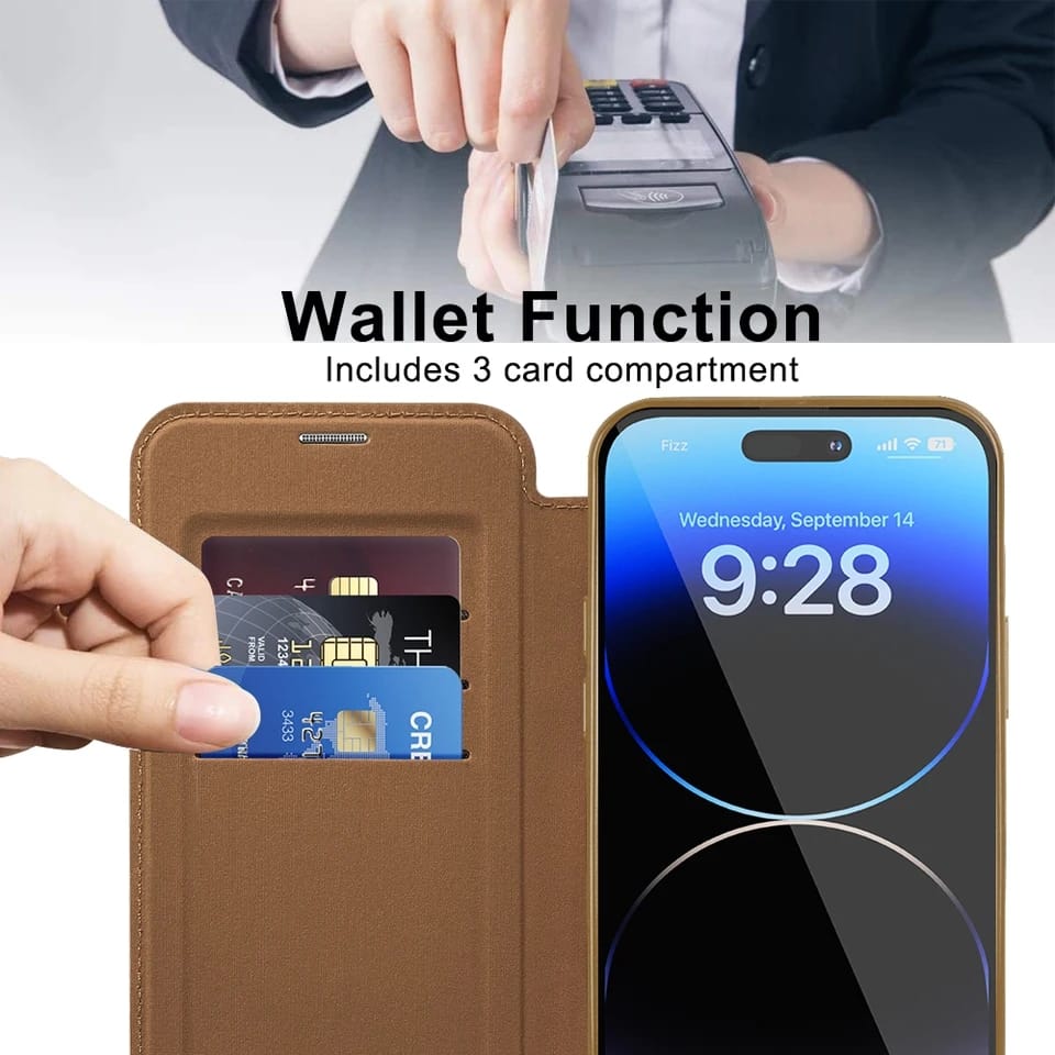 Gold Electroplated Premium Leather Luxury Flip Case iPhone cover – JustAndBest India
