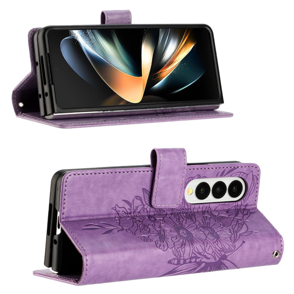 Samsung Galaxy Z Fold 3 Purple Butterflies Flip Cover - protective case detail