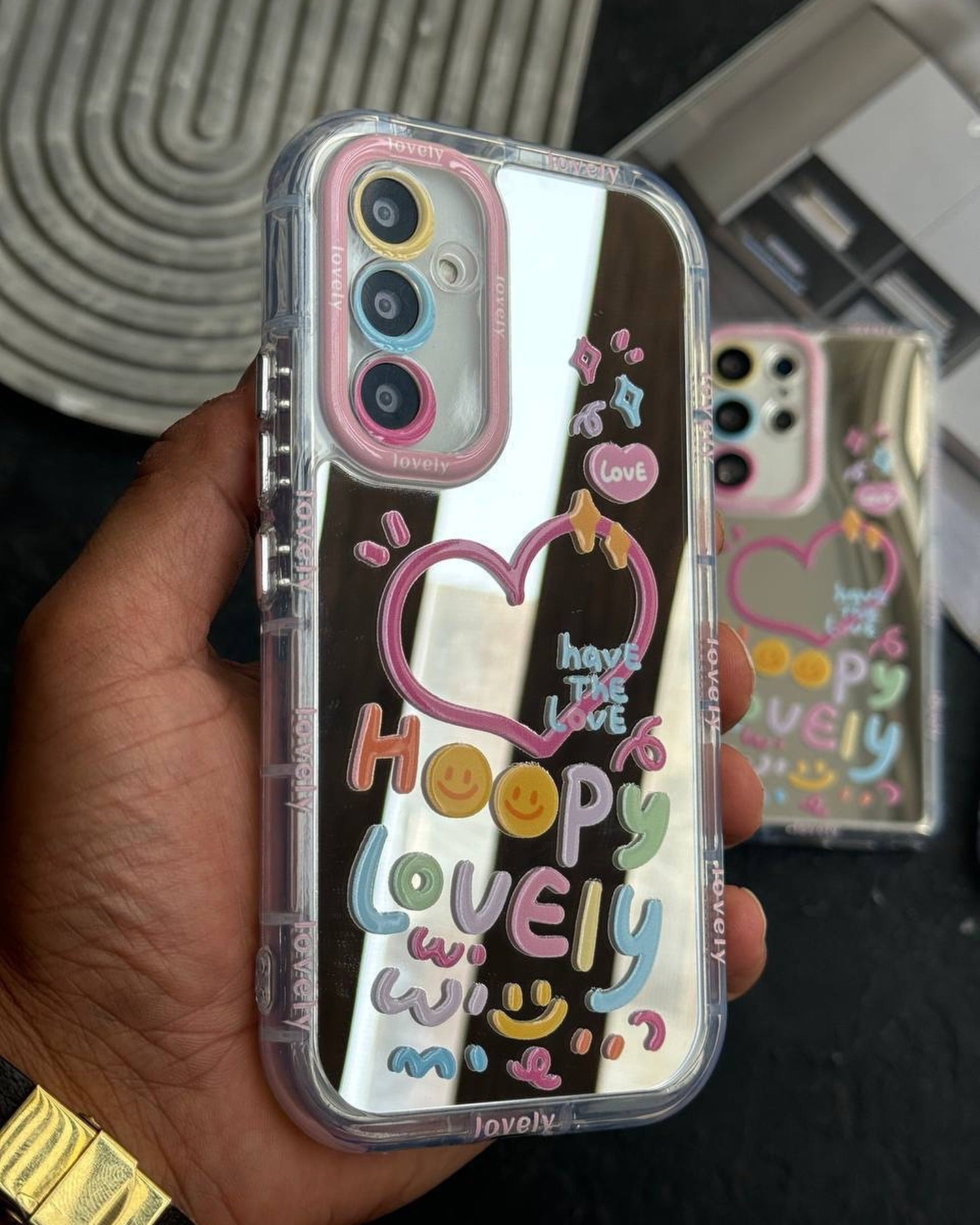 Cute Happy Heart Mirror Cover iPhone cover – JustAndBest India