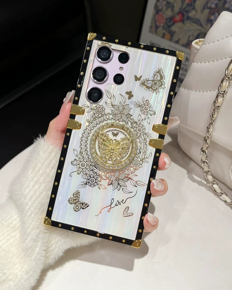 Zazzy Butterfly Rhinestones Ring Holder Luxury Cover – phone accessory by JustAndBest India