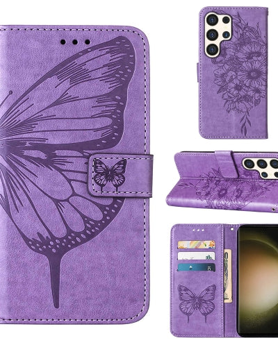Samsung Galaxy S24 Series Purple Butterflies Flip Cover - protective case detail