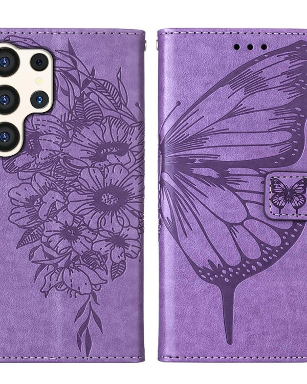 Samsung Galaxy S24 Series Purple Butterflies Flip Cover - slim profile