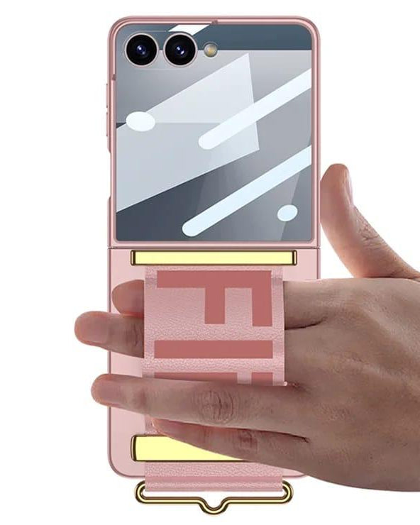Samsung Galaxy Z Flip 7 Hand Strap Pink Matte Cover () - lifestyle