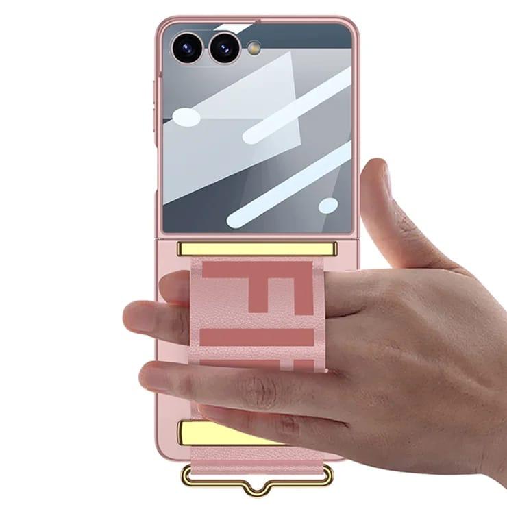 Samsung Galaxy Z Flip 7 Hand Strap Pink Matte Cover () - lifestyle