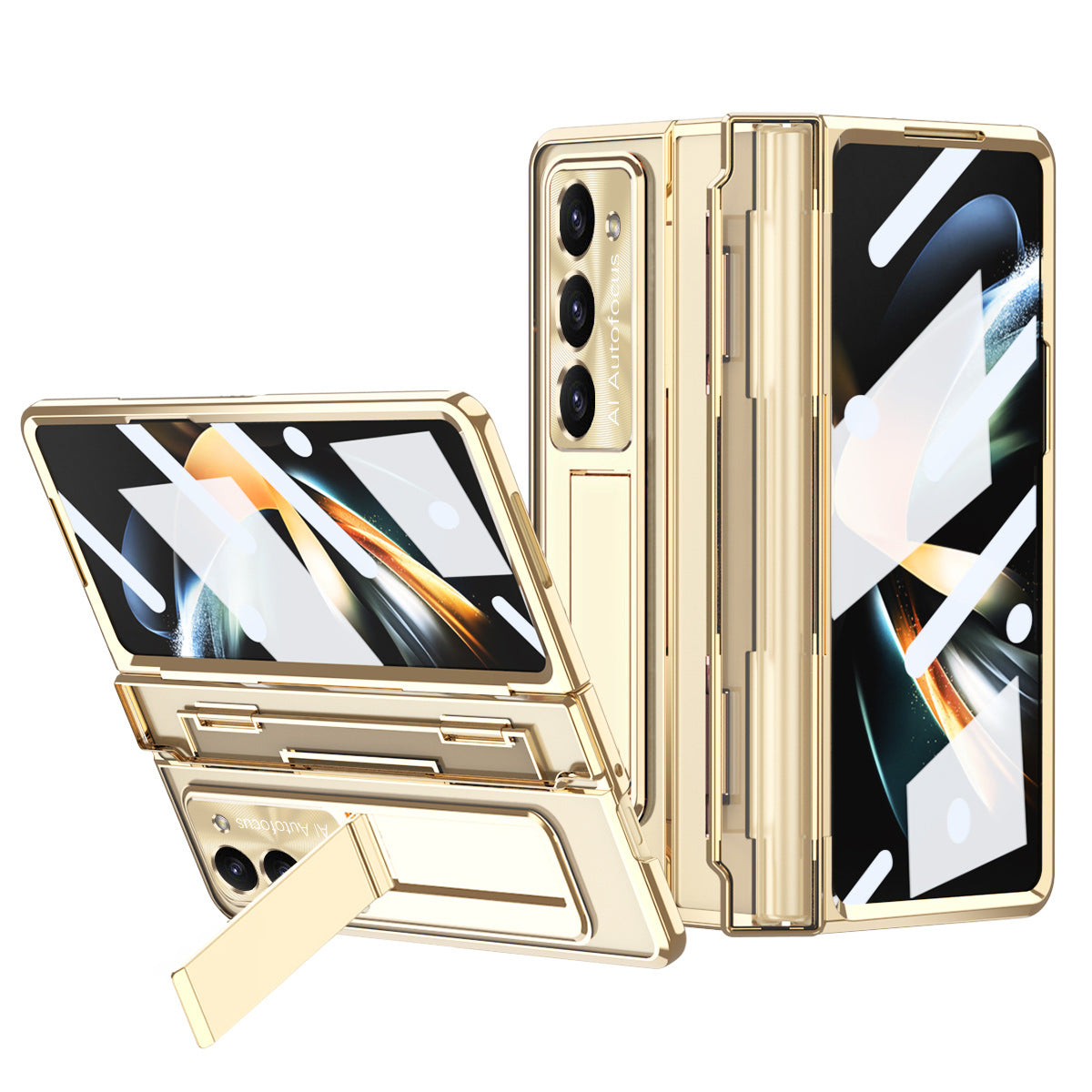 Samsung Galaxy Z Fold 3 Gold Electroplated Transparent Glass Cover (an - colour options