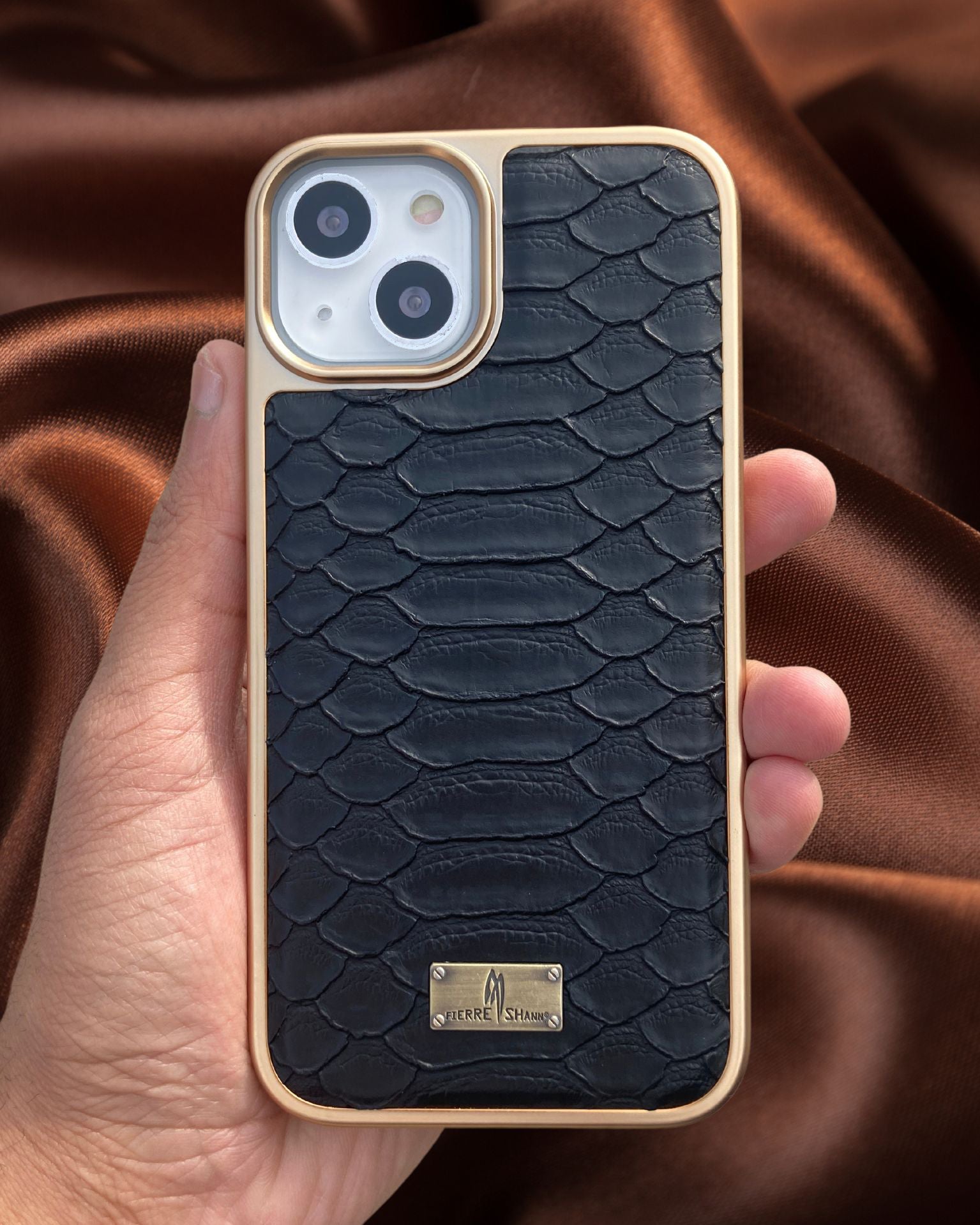 Jet Black Gold Plated Premium Leather Luxury Case iPhone cover – JustAndBest India