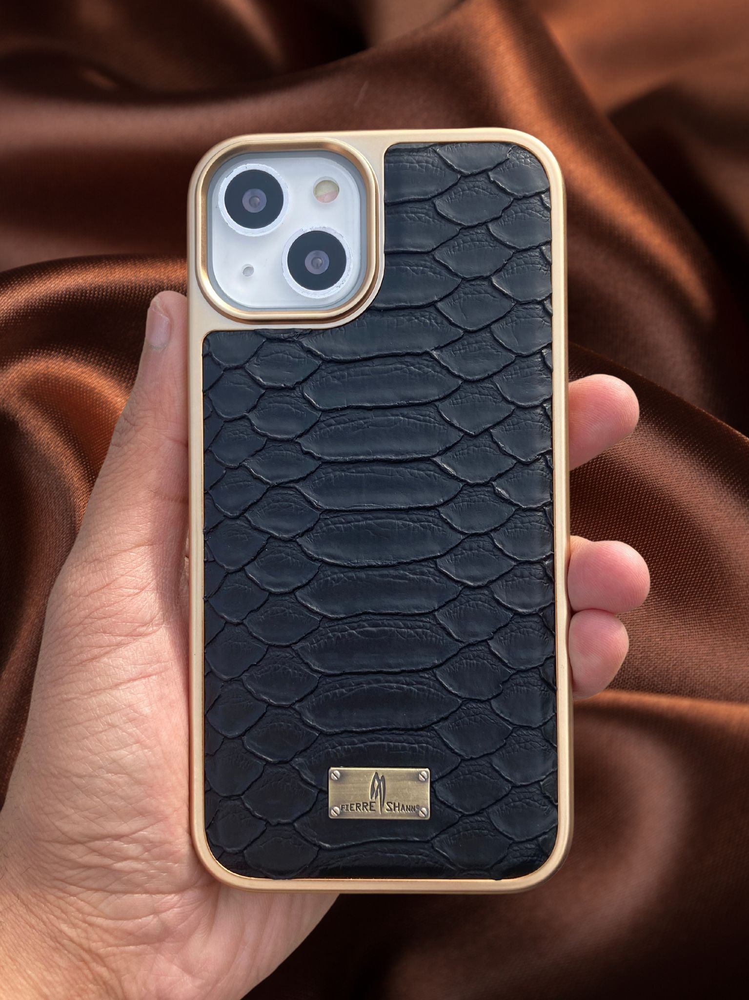 Jet Black Gold Plated Premium Leather Luxury Case iPhone cover – JustAndBest India