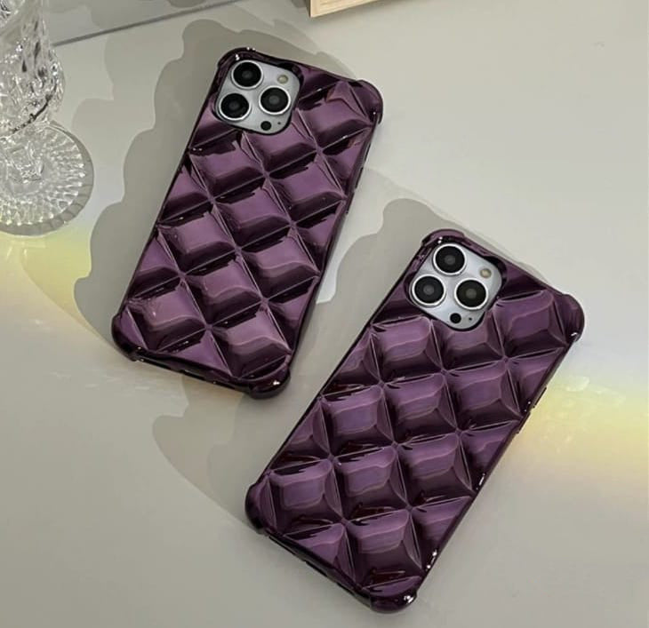 Glossy Diamond Pattern Grid Luxury Cover iPhone cover – JustAndBest India
