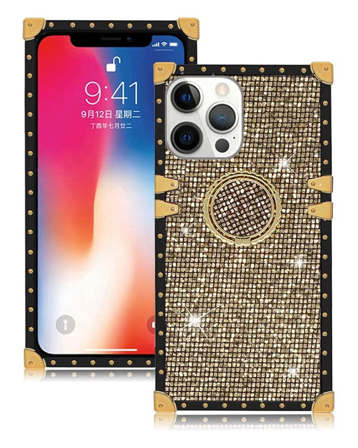 Elegant Gold Glitter Ring Holder Luxury Cover – phone accessory by JustAndBest India