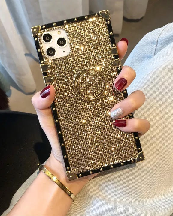 Elegant Gold Glitter Ring Holder Luxury Cover – phone accessory by JustAndBest India