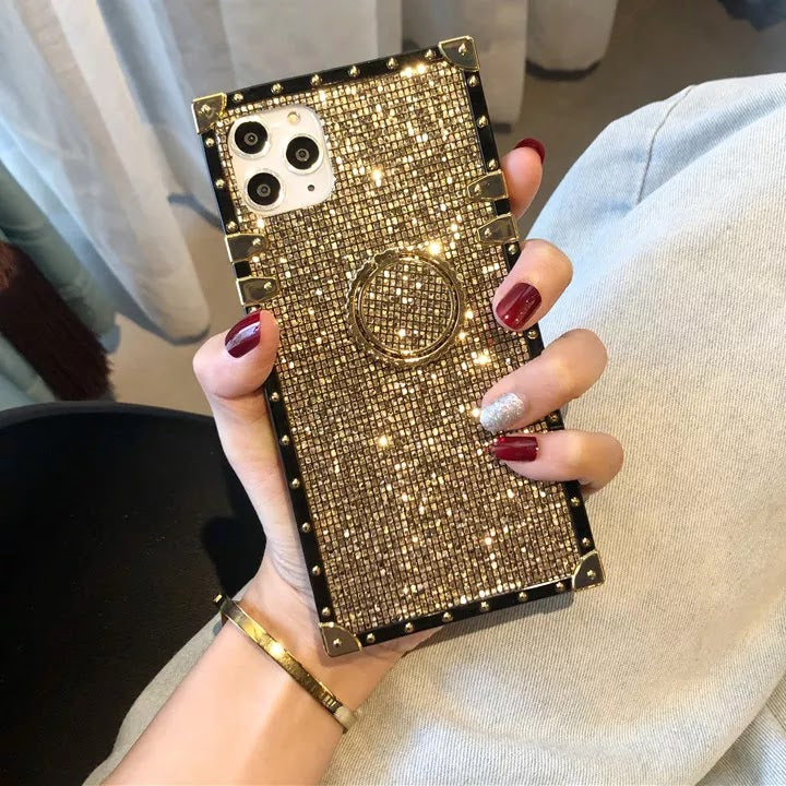 Elegant Gold Glitter Ring Holder Luxury Cover – phone accessory by JustAndBest India