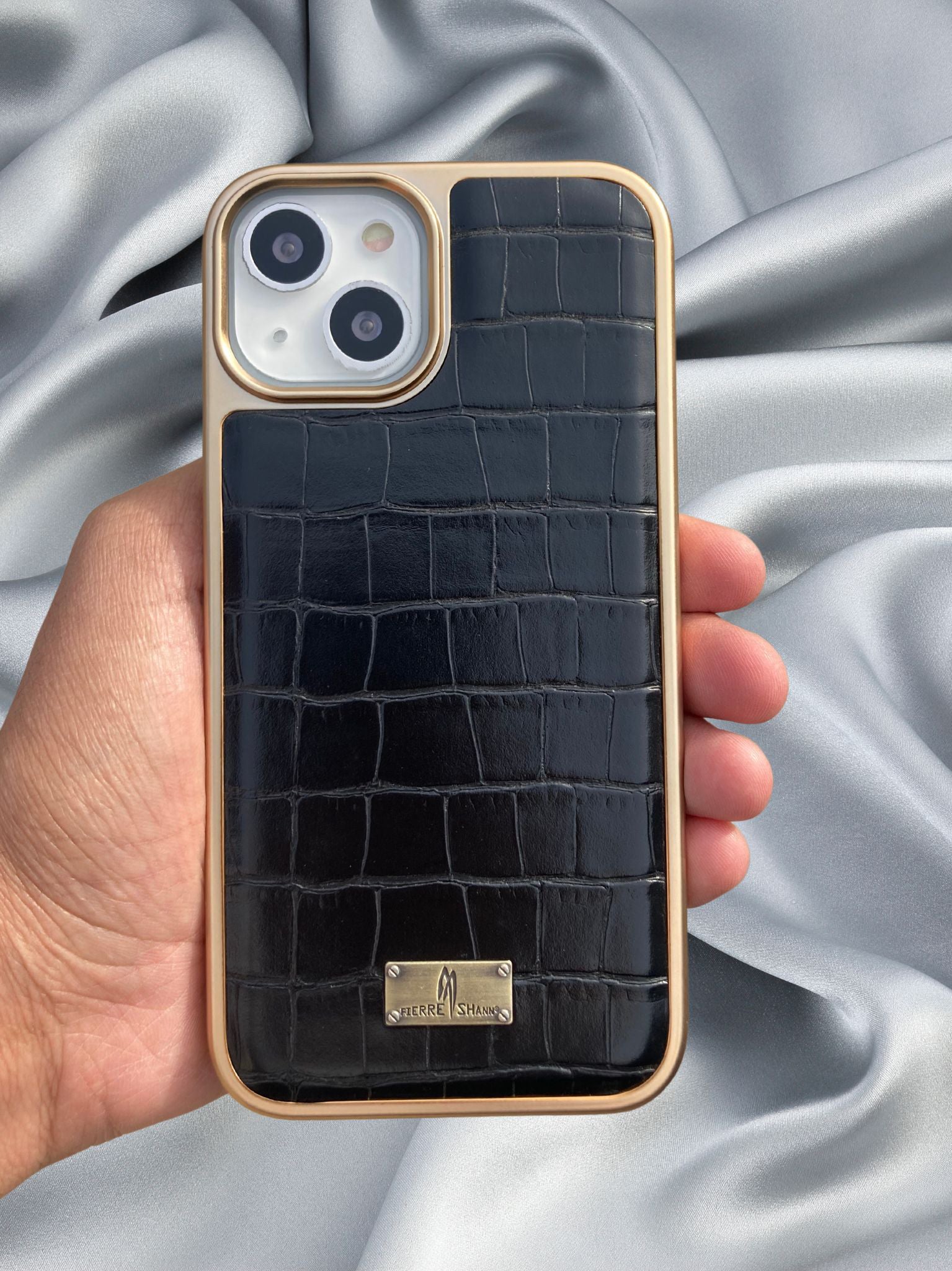 Midnight Black Gold Plated Premium Leather Luxury Cover iPhone cover – JustAndBest India