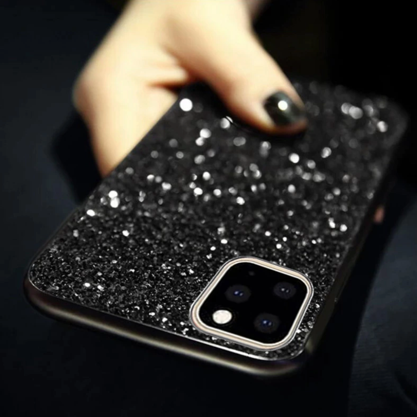 Midnight Black Glitter Bling Sequin Cover iPhone cover – JustAndBest India