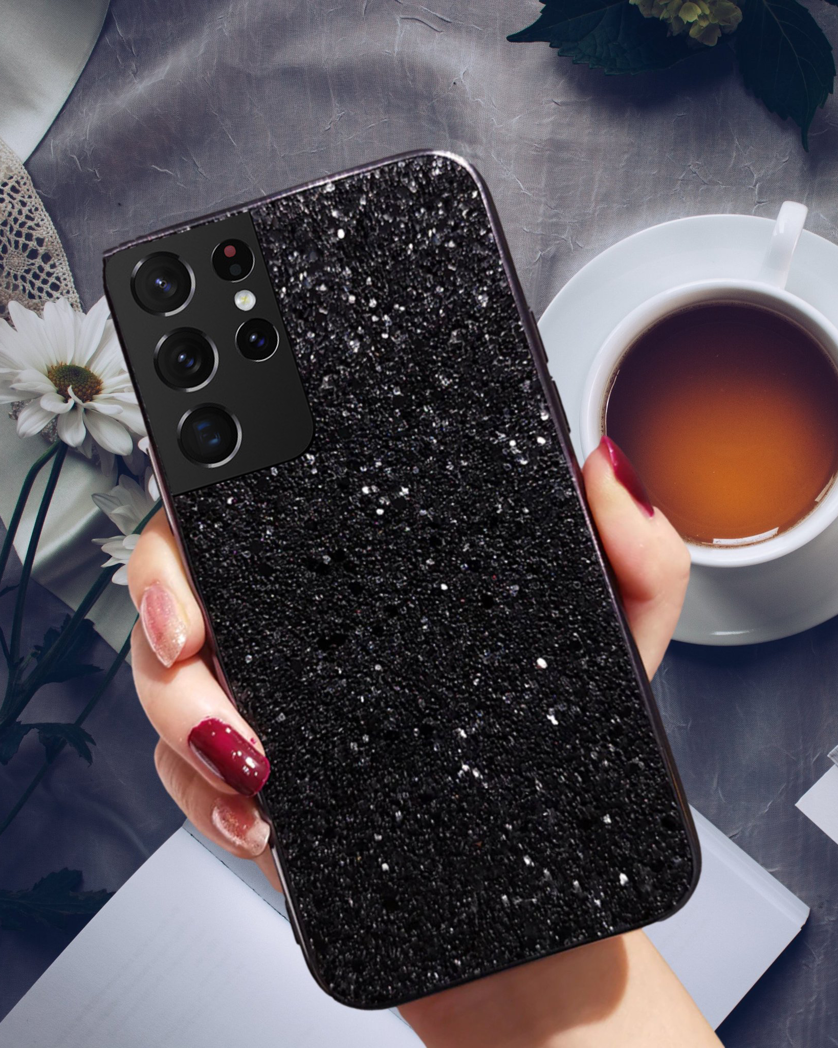 Black Glitter Case for Samsung S21