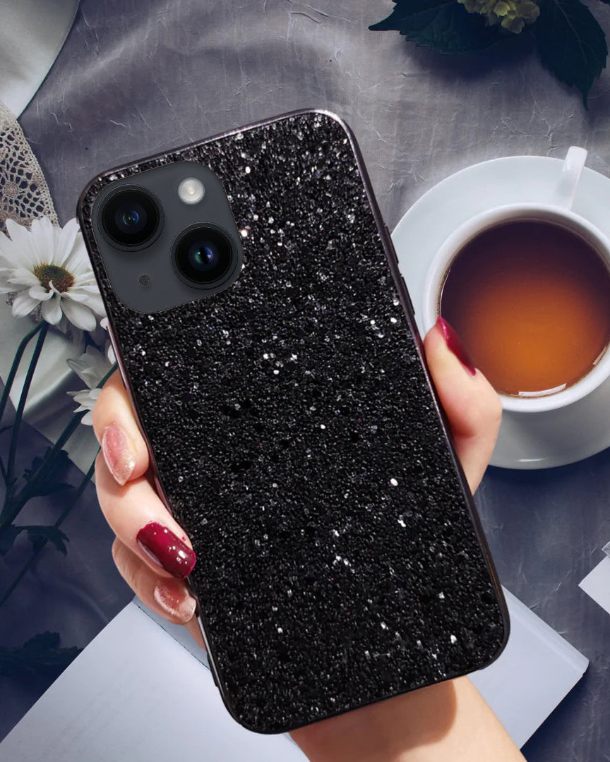 Black Glitter iphone 14 pro Cover
