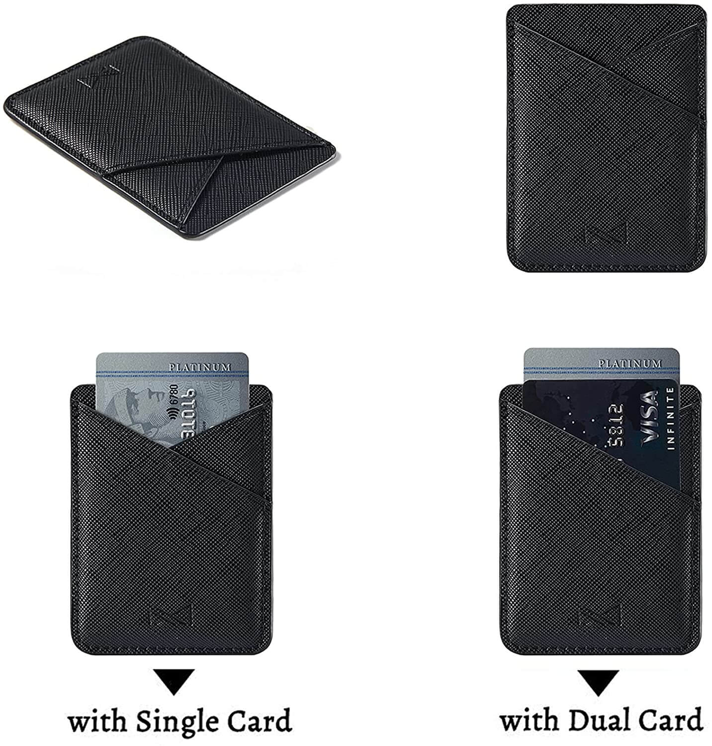 Black Dual Card Holder Leather Phone Wallet – phone accessory by JustAndBest India