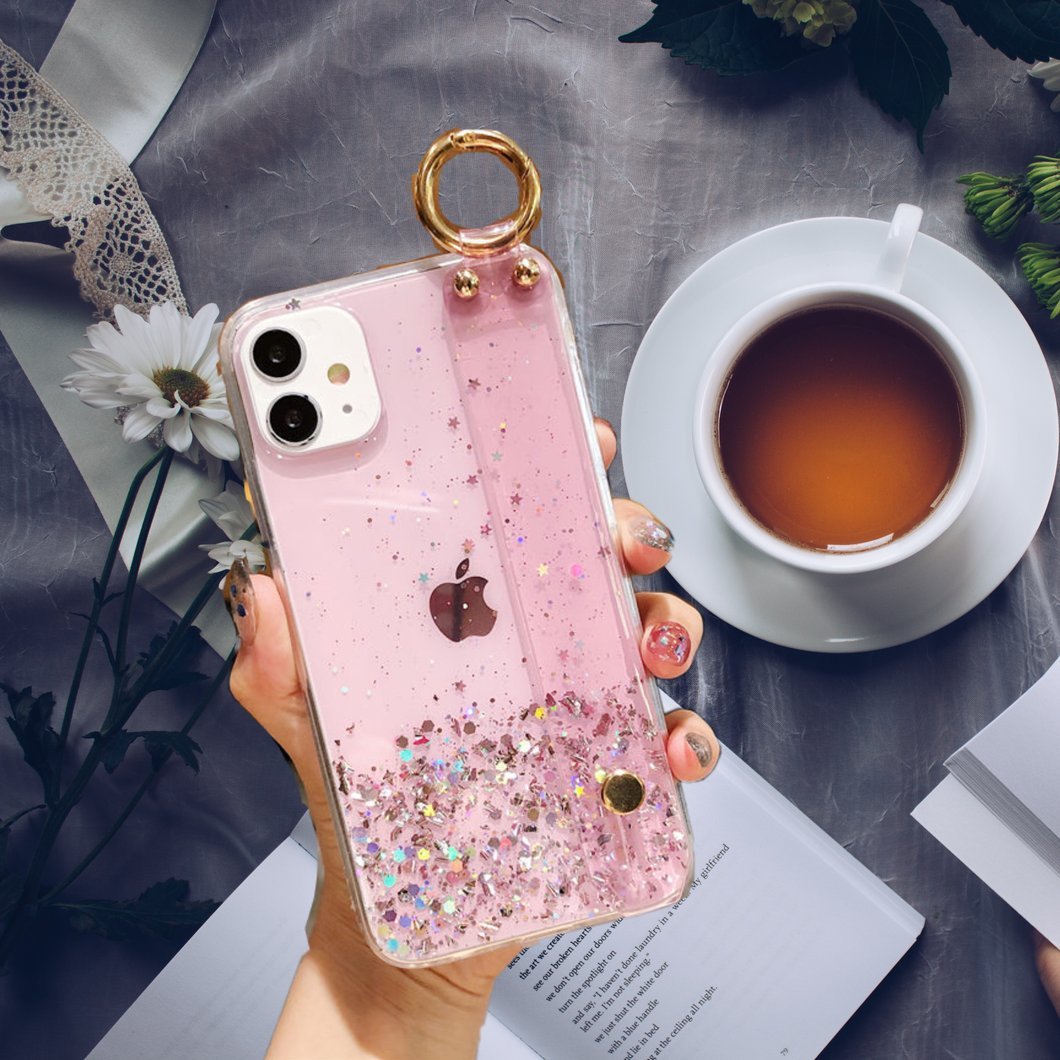 Pink Glitter Hand Strap Samsung S20 Fe Case