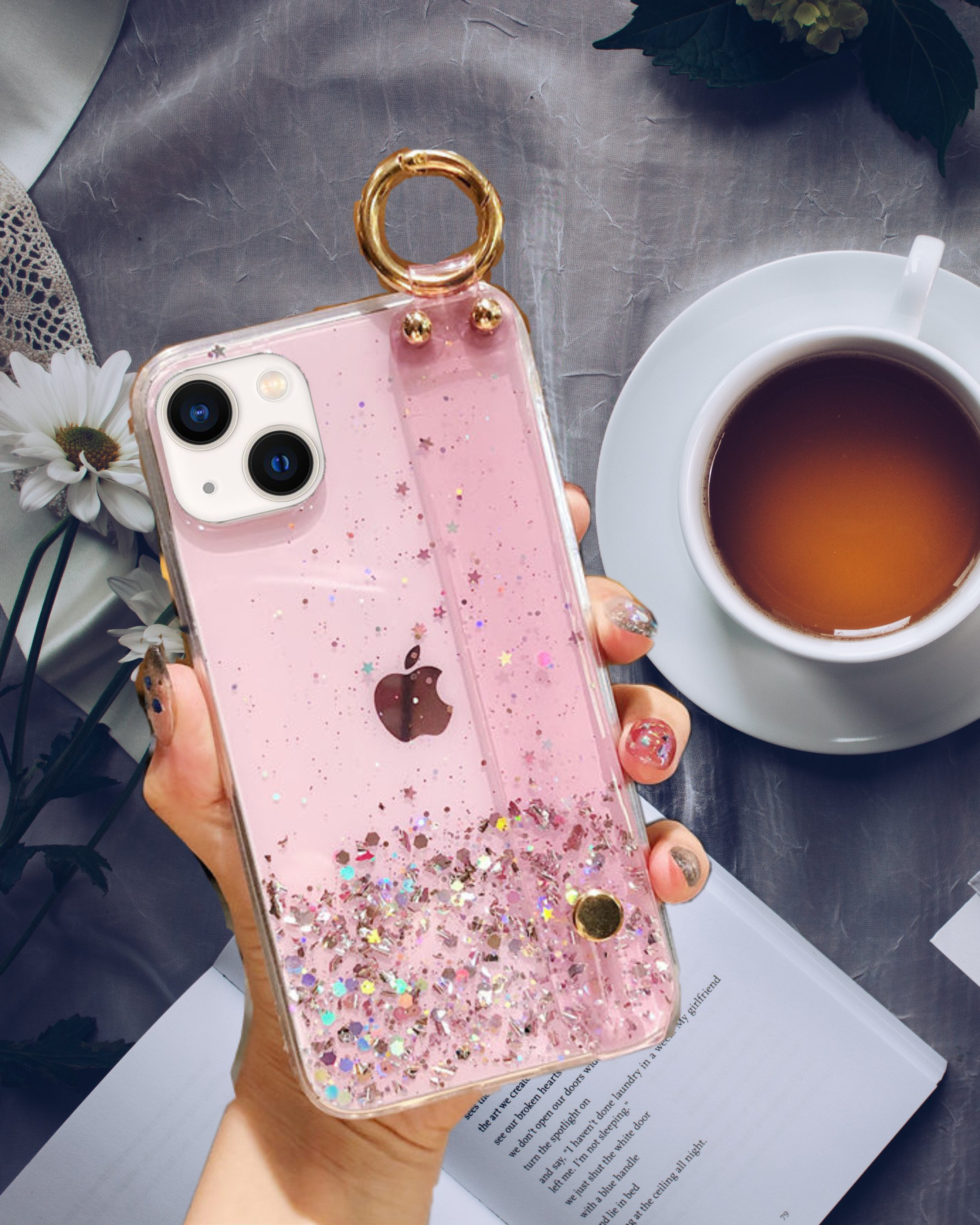Bling Glitter Hand Strap Case for iPhone 13