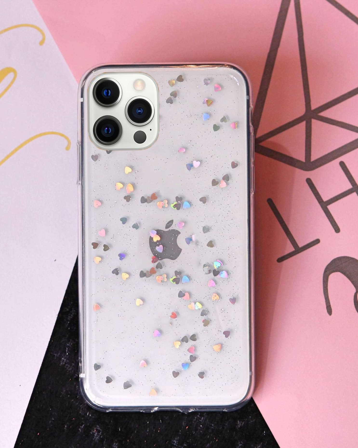 Bling Glitter Hearts Cover for iPhone 11
