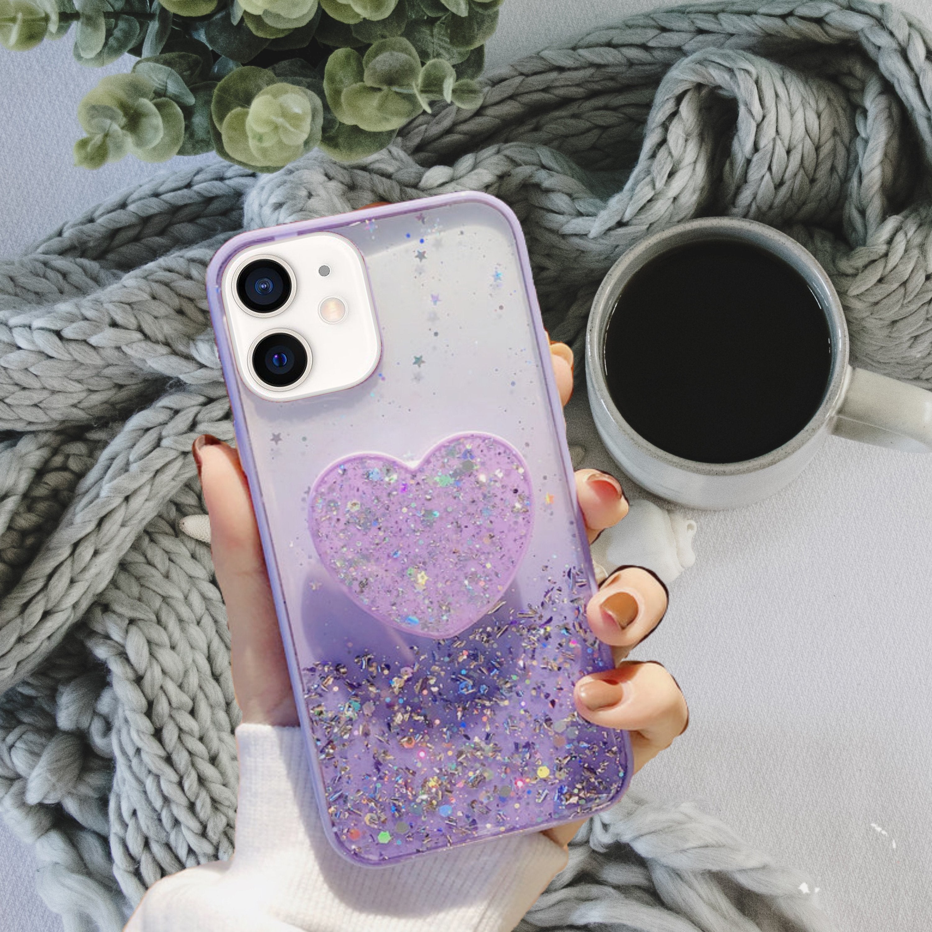 Bling Glitter Pop Up Heart Stand Cover – phone accessory by JustAndBest India