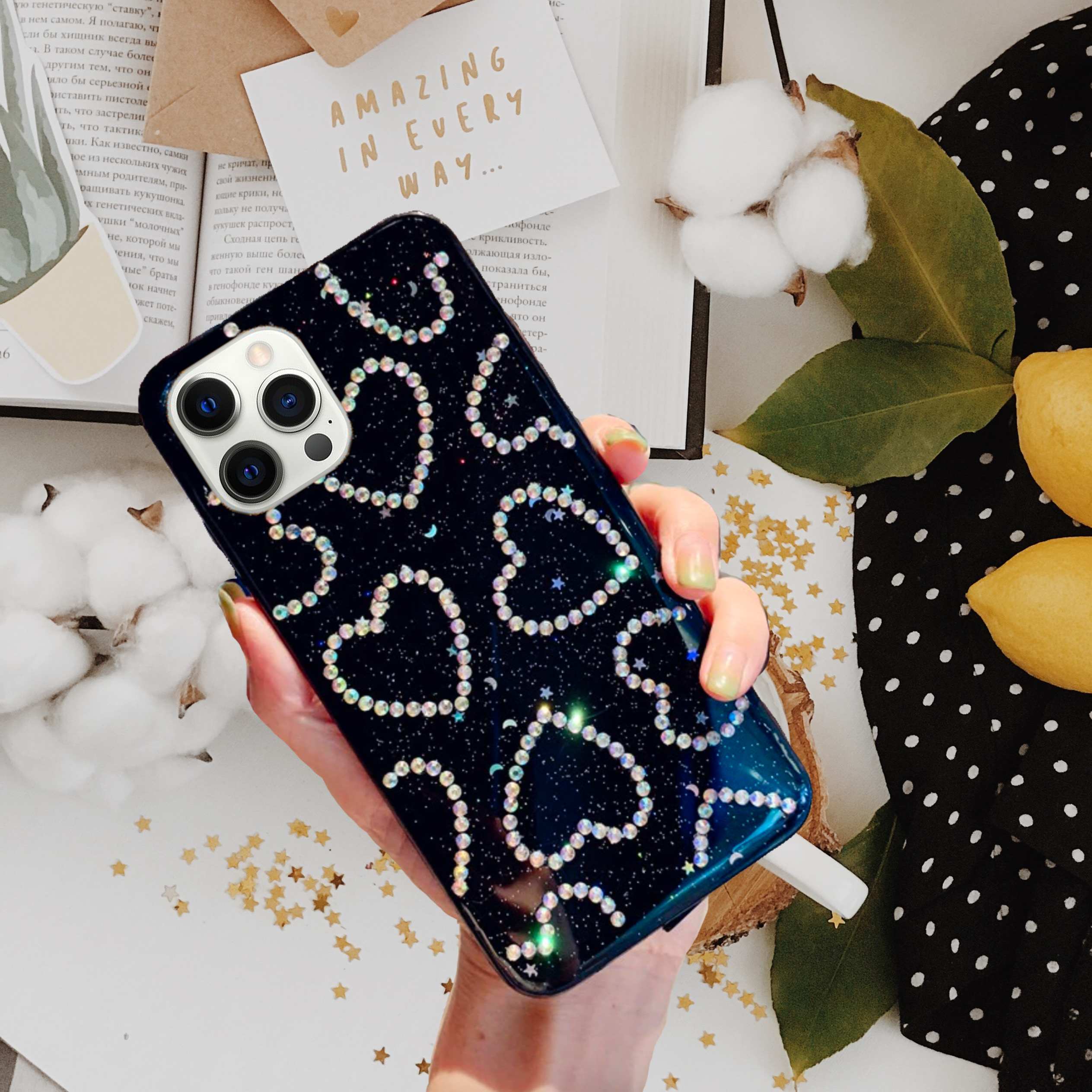 Bling Glitter Rhinestones Heart Luxury Case iPhone cover – JustAndBest India
