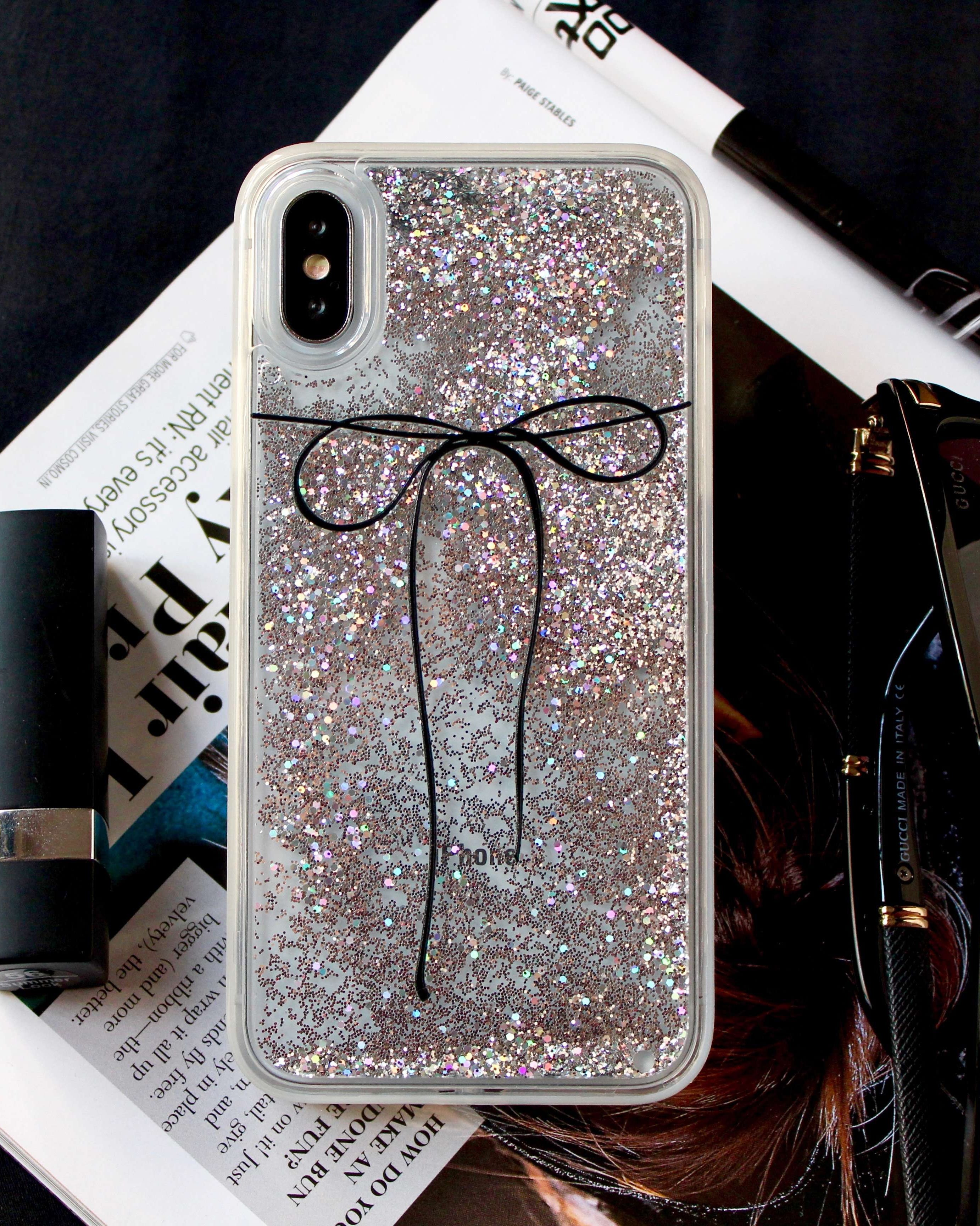 Bowknot Glitter Sequin Quicksand iPhone XS Max Case