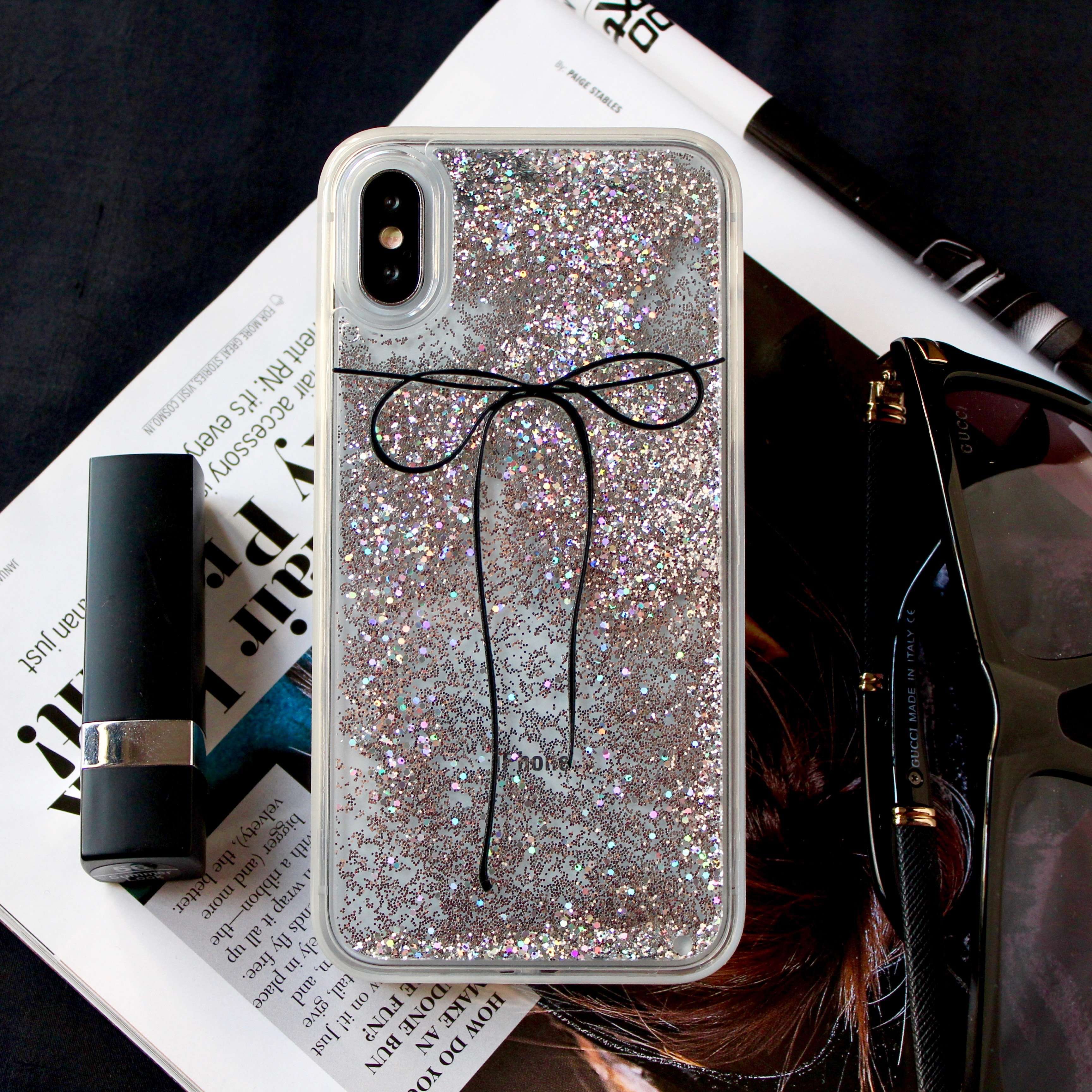 Bowknot Glitter Sequin Quicksand Case iPhone cover – JustAndBest India
