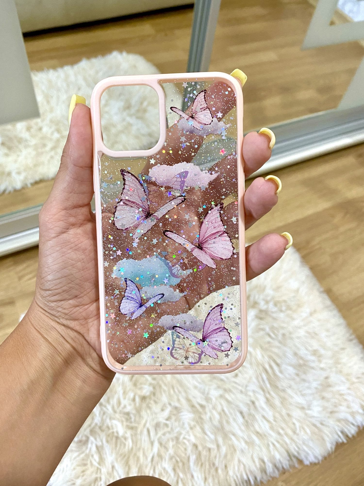 Butterfly Glitter Transparent Luxury Case iPhone cover – JustAndBest India