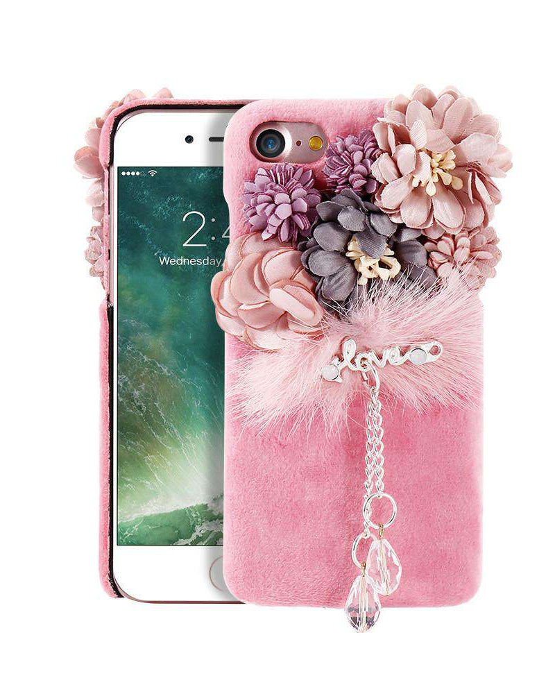 Luxury pink fur iphone case